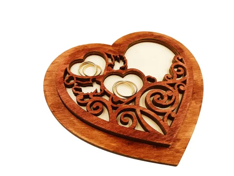 Cutie verghete din lemn WoodMag, Model Inima cu capac 3D model CVR03, dimensiune 10x10cm