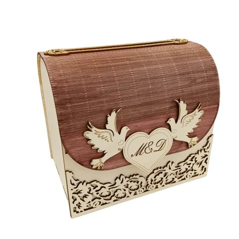 Cutie Dar Pentru Nunta Sau Botez "Cufarul Elegantei", Lemn, dimensiune 26x29x20 cm, WoodMag Cdr07