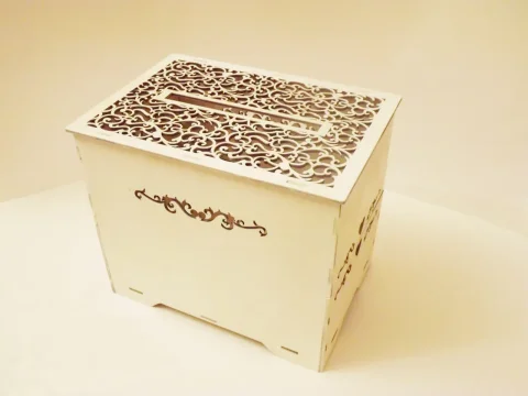 Cutie pentru dar Nunta Sau Botez, Lemn cu capac decorativ 30x25x21 cm, WoodMag Cdr14