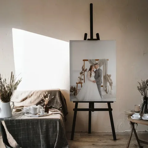 Tablou canvas, personalizat cu poza ta de la nunta, color, print pe panza Premium 70 cm x 50 cm