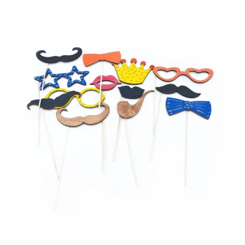 Sabloane, Pops Buze Si Mustati, Palarii, Ochelari 13 Buc Din Lemn